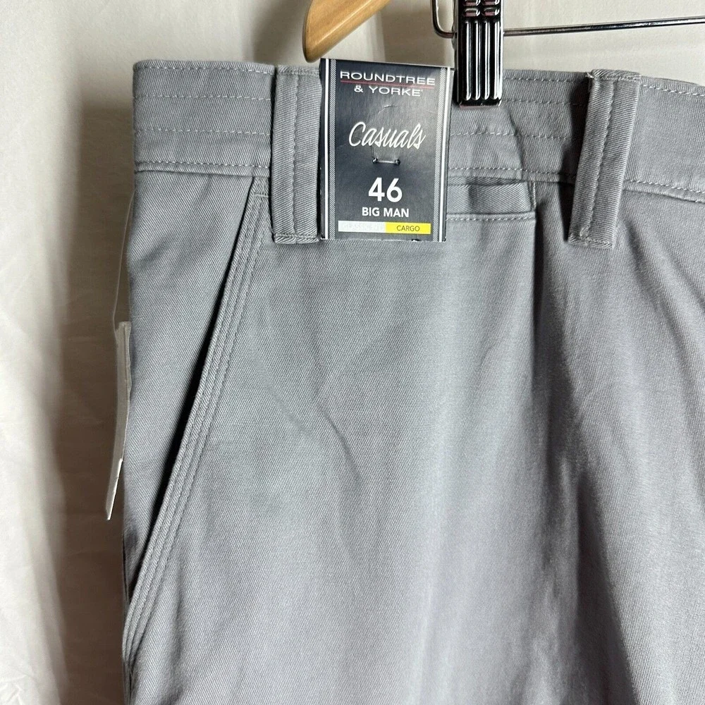 NWT Roundtree & Yorke Casual Mens Shorts 46 Gray Flat Front Stretch 9